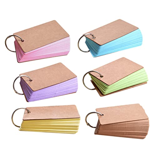 Uonlytech 6Stücke Kraftpapier Karteikarten mit Ring Leere DIY Lernkarten für Schule und Büro Vielseitige Notizblätter Bunten Kraftpapier von Uonlytech