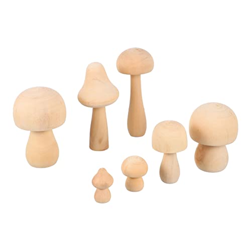 Uonlytech 7 Stück Teiliges Unvollendeter Holz Pilzornamente für Diy Basteln Tischdekoration Fördert Geschicklichkeit und Konzentration Geschenkidee für Kindertag von Uonlytech