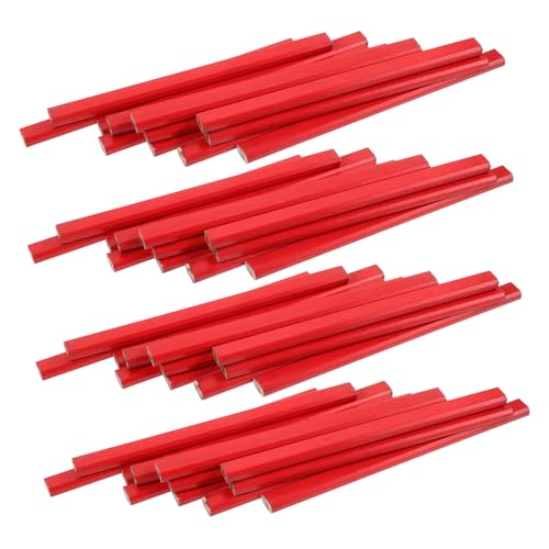 Uonlytech 72 Stück Bleistift für die Holzbearbeitung Tischler Holzbearbeitungsstift Mechanische Stifte Baubleistifte holzbearbeitung versorgung Bleistifte für den Bau hölzern rot von Uonlytech