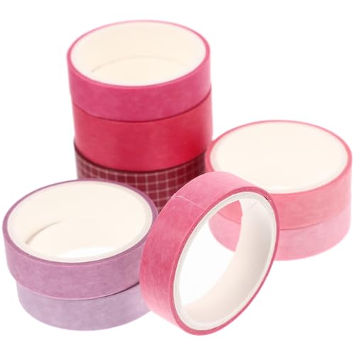 Uonlytech 8 Rollen Washi-Tape Scrapbooking Scrapbook-DIY-Klebebänder Notebook -Bänder Streifen Farbe Washi Tape zum Aufzeichnen Dekoration mit Papierband süßes Band Flüsterpapier Rotwein von Uonlytech