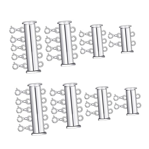 Uonlytech 8 Stück Teiliges Schmuckverschluss mit Perlen Langer Gleitverschluss für Armbänder und Diy Schmuckzubehör für Mehrsträngige Designs Silber Uonlytech 8 Stück Teiliges Schmuckverschluss mit Perlen Langer Gleitverschluss für Armbänder und Diy Schmuckzubehör für Mehrsträngige Designs Silber von Uonlytech
