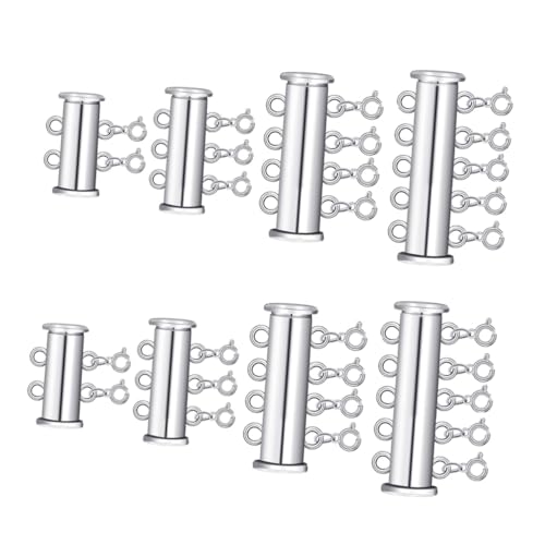 Uonlytech 8 Stück Teiliges Silberfarbene Perlenverschluss Schmuckschließe mit Schiebemechanismus für Mehrsträngige Armbänder und Halsketten Langlebiger Legierungsverschluss für DIY Uonlytech 8 Stück Teiliges Silberfarbene Perlenverschluss Schmuckschließe mit Schiebemechanismus für Mehrsträngige Armbänder und Halsketten Langlebiger Legierungsverschluss für DIY von Uonlytech