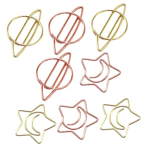 Uonlytech 8 Stück Teiliges Süße Stern und Mond Form Papierclips Dekorative Büroklammern aus Metall Praktische Klammern für DIY Notizen und Dokumente Farbenfroh und Leicht von Uonlytech