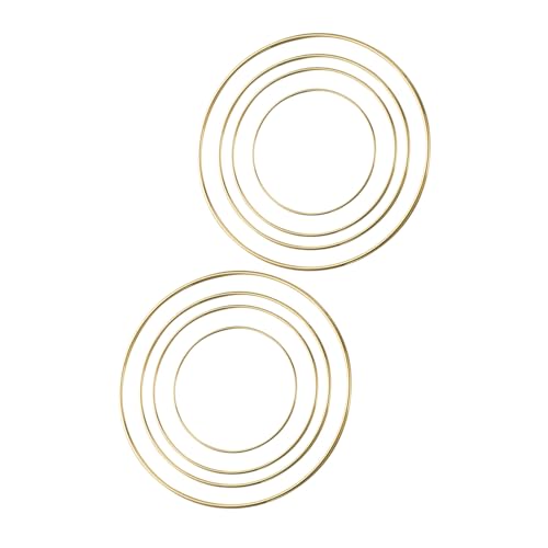 Uonlytech 8 Stück Teiliges goldfarbenes Metallringe Ø DIY Makramee Kranz Basteln Stabile Drahtkreise für Blumen Dekorationen und Handgemachte Wandbehänge von Uonlytech