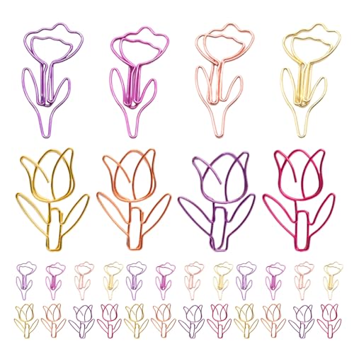 Uonlytech 80 Stück süße Tulpen-Büroklammern: Blumenförmige Büroklammern – Planerklammern für Aktenorganisator – Mini-Blumen-Büroklammer-Lesezeichen – Büro- und Schulbedarf Uonlytech 80 Stück süße Tulpen-Büroklammern: Blumenförmige Büroklammern – Planerklammern für Aktenorganisator – Mini-Blumen-Büroklammer-Lesezeichen – Büro- und Schulbedarf von Uonlytech