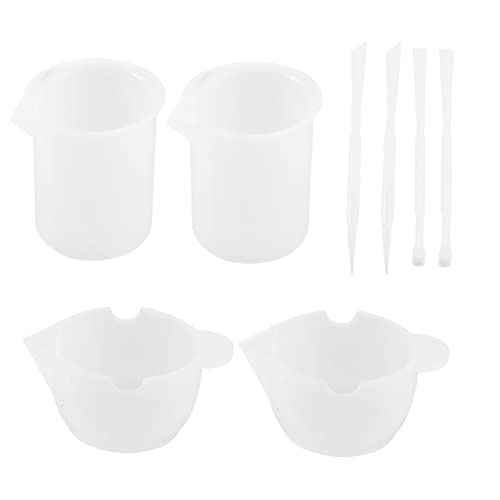 Uonlytech 8Stücke Silikon Farbmischbecher Wiederverwendbare Messbecher für Pigmente Rührstäbchen für DIY Bastelprojekte und Epoxidharz Anwendungen von Uonlytech