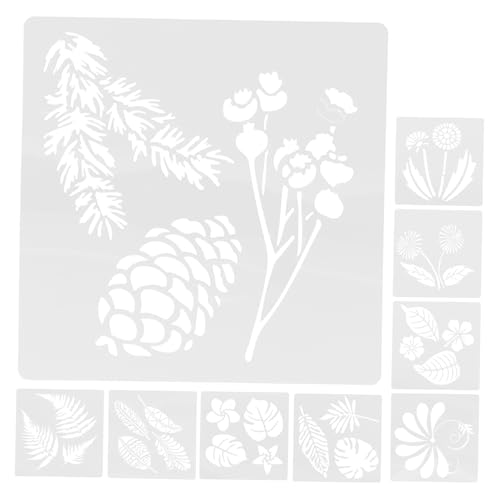 Uonlytech 9 Stück Blatt Malvorlage Malschablonen Blatt Vorlage Blumenschablone Blumen- Blume und Blätter Schablone wiederverwendbare DIY-Schablonen Blumen malen Vorlagen das Haustier von Uonlytech