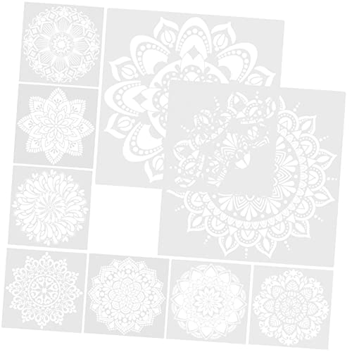 Uonlytech 9 Stück Malvorlage Mandala-Schablone große Schablonen zum Malen Wandhängedekoration Wandkunst ausgehöhlte Malschablonen abstrakte Texturschablonen Plastik Weiß Uonlytech 9 Stück Malvorlage Mandala-Schablone große Schablonen zum Malen Wandhängedekoration Wandkunst ausgehöhlte Malschablonen abstrakte Texturschablonen Plastik Weiß von Uonlytech