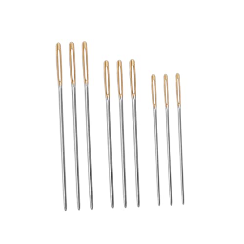 Uonlytech 9Stücke Teiliges Große Augen Stumpfe Sticknadeln mit Goldener Spitze für Kreuzstich Ziernähte und Strickprojekte von Uonlytech