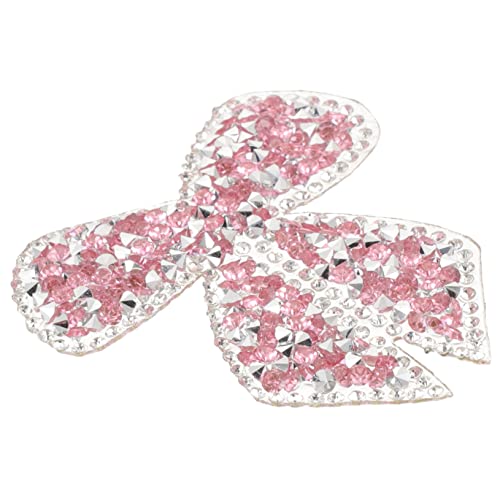 Uonlytech Bogenknoten Diamond Fälschung Stickereiflecken Kleiderflicken Perlen Edelsteine Hochzeit Name Dekoration Nähen Kleidung Party Applikationen Stoff Rosa Harz von Uonlytech
