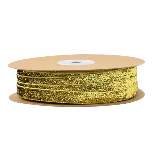 Uonlytech Breites Flocking Dekoband für DIY Geschenkverpackung und Hochzeitsdekoration Gold für Kleidung und Bastelprojekte von Uonlytech