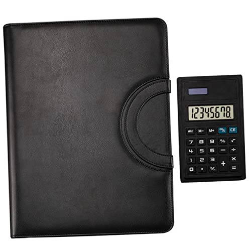 Uonlytech Business Padfolio mit Reißverschluss Multifunktionaler Dokumentenorganizer für Geschäftsreisen Notizblock und Taschenrechner Schwarz Langlebiges Material für Männer und Frauen von Uonlytech