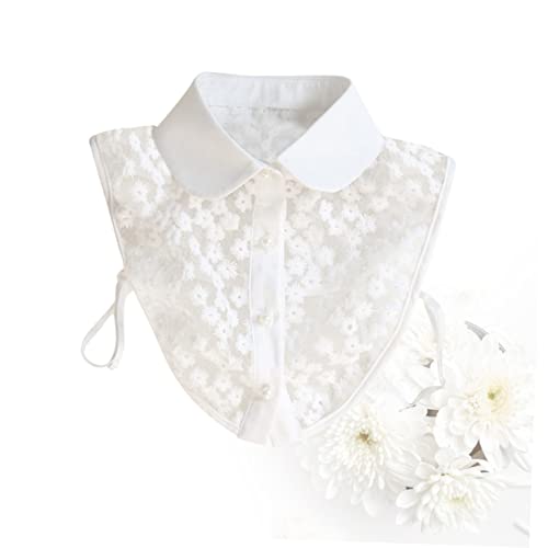 Uonlytech Damen Spitzenkragen Weiß Abnehmbarer Halbblusen Kragen Aus Baumwolle Leichtes Modeaccessoire Für Pullover Kleider Jacken und Shirts von Uonlytech