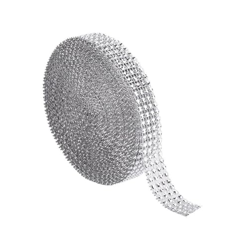 Uonlytech Diamant Mesh Wrap Rolle Breit Silbernes Strassband zum Basteln Biegsames Zuschneidbares Dekorationsband für Hochzeiten Kerzen Windeltorten und DIY Kunsthandwerk von Uonlytech