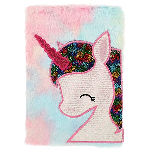 Uonlytech Einhorn Notizbuch mit Plüschbezug Süßes Tagebuch für Mädchen Farbenfrohes Notizheft für Kreative Schreibideen für Schule Reisen und Persönliche Notizen von Uonlytech