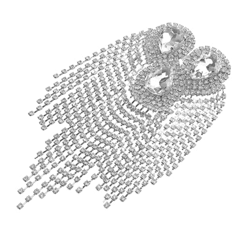 Uonlytech Europäische Diamantanzug Mode Schulter Epaulette Quaste Abzeichen Quaste Schulter Quasten Dekorationen Anzug Zubehör Strass Schulterkette Frauen Epauletten Metall Silber von Uonlytech