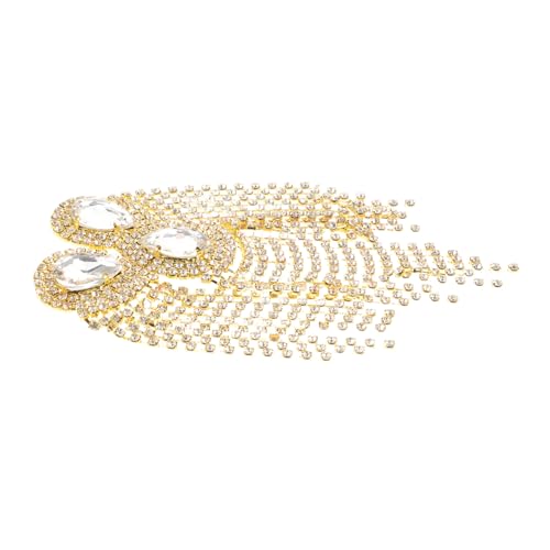 Uonlytech Europäischer Diamantanzug Quastenabzeichen Mode Schulter Epaulette Quaste Schulteranzug Zubehör Kostüme Epauletten Quasten Dekorationen Frauen Epauletten Männer Epauletten Goldene von Uonlytech