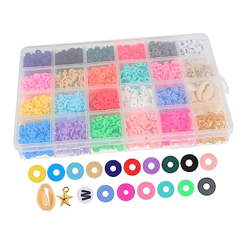 Uonlytech Fach Polymer Clay Perlen Bunte Flache Runde Scheiben Diy Schmuck Zubehör Fädelband für Armband Halskette Basteln von Uonlytech