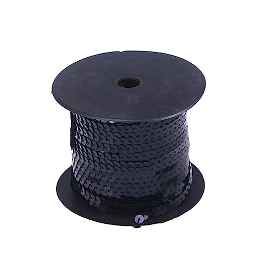 Uonlytech Flat Sequins Paillettenband für Diy Bekleidung Glitzerborte Elastisch Yards Rolle Schwarz für Hochzeiten Dekorationen und Textile Kunstprojekte von Uonlytech