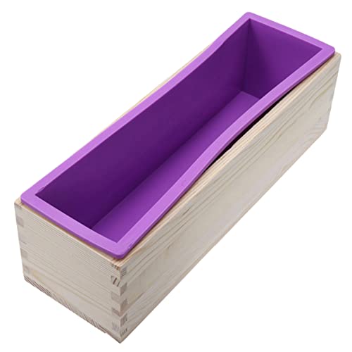 Uonlytech Flexible Silikon Seifenform mit Holzbox Kleine Rechteckige DIY Seifenform für Seifenkuchen und Hitzebeständig Zufällige Farbe von Uonlytech