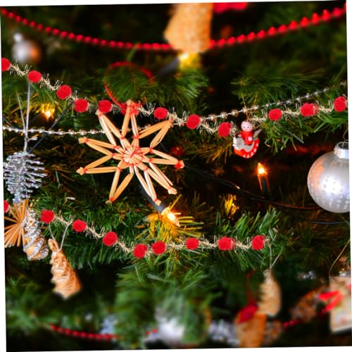 Uonlytech Glitzer Pompom Dekorband mit Draht Rotes Weihnachtsbaum Schmuckband für DIY Basteln Geschenkverpackung und Festliche Weihnachtsdeko von Uonlytech