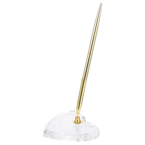 Uonlytech Goldfarbener Hochzeit Kugelschreiber mit Herz-stifthalter Glattes Schreiben Stabiler Schreibtisch Stift für Gästebuch Langlebiger Metall Kugelschreiber als Edles Andenken zur von Uonlytech