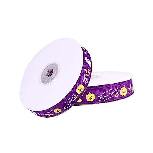 Uonlytech Halloween Geschenkband mit Bunten Mustern Breites Yards Langes Lila Verpackungsband Leichtem für Kreative Deko und DIY Projekte für Halloween Geschenkverpackungen Haarschmuck und von Uonlytech