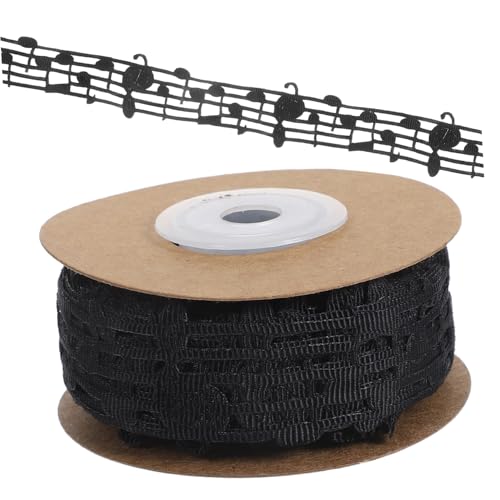 Uonlytech Hohlnotenband Geschenkband Musiknotenband Bedrucktes Band Musik Dekorband Zum Verpacken Band Zum Basteln Blumenstraußband Geschenkband Polyester Schwarz von Uonlytech