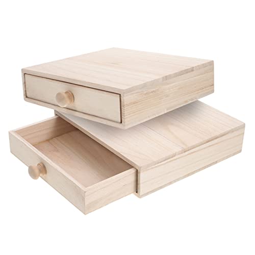 Uonlytech Holztea Aufbewahrungsschachtel Schubladenbox Für Teebeutel Unvollendete Holzhandwerk Elegantes Design Große Kapazität DIY Geschenkideen von Uonlytech