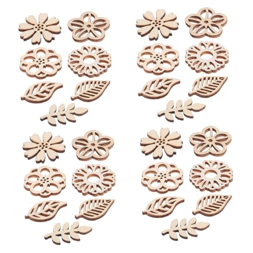 Uonlytech Kinderholzschipset für Blattholzausschnitte Blumenholzverzierungen Blumenholzausschnitte Holzscheiben basteln Holzscheiben zum Basteln Blattholzscheiben Khaki von Uonlytech
