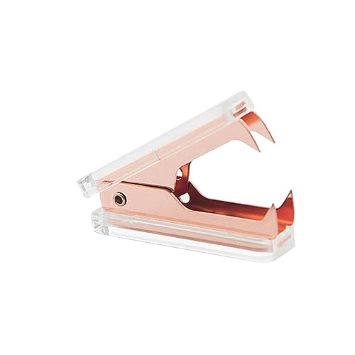 Uonlytech Klarer Acryl Heftklammerentferner Roségold Handheld Staple Remover für Büro und Schule Stilvolles Schreibtischzubehör Box Robuster Körper Design für Arbeitsplatz von Uonlytech