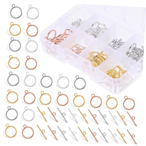 Uonlytech Knebelverschlüsse Zubehör Runde Schmuckverschlüsse T Bar Ringverschluss für DIY Schmuckherstellung Langlebige für Armbänder und Mehr Uonlytech Knebelverschlüsse Zubehör Runde Schmuckverschlüsse T Bar Ringverschluss für DIY Schmuckherstellung Langlebige für Armbänder und Mehr von Uonlytech