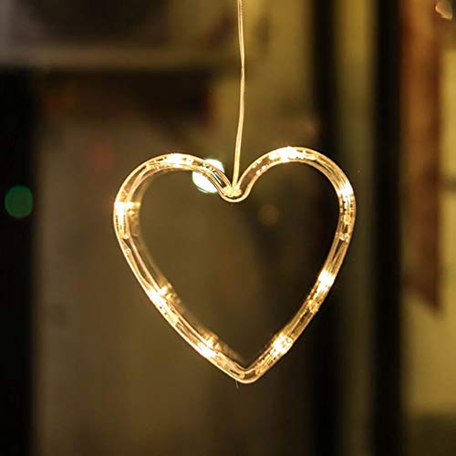 Uonlytech LED Herz Fenster Licht Schöne Herz Hängen Licht mit Saugnapf Herz Vorhang Licht Herz Pendelleuchte für Weihnachten Valentinstag 3Pcs von Uonlytech