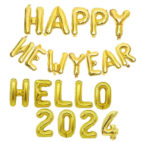 Uonlytech Neujahrs Folienballons Aluminium Set mit Happy Year und Gold Hello für Partydekoration Langlebig Auslaufsicher Festliche Luftballons für Silvester Feiern und Jubiläen Uonlytech Neujahrs Folienballons Aluminium Set mit Happy Year und Gold Hello für Partydekoration Langlebig Auslaufsicher Festliche Luftballons für Silvester Feiern und Jubiläen von Uonlytech