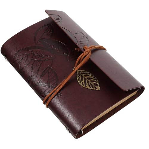 Uonlytech Notizbuch mit PU Haut Kreatives Nachfüllbares Reisememo Vielseitiges Schreibbuch für Schüler und Büroangestellte Retro Design mit Anhänger und Ecken Gelb Braun von Uonlytech