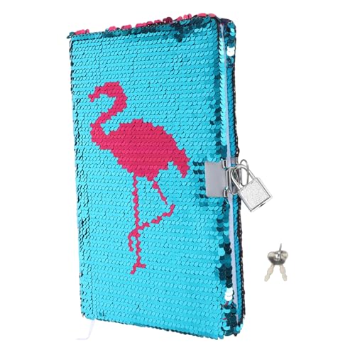 Uonlytech Notizbuch mit Schloss Flamingo Pailletten DIY Notizblock Studenten Planer Leicht Tragbar Stylisch und Sicher für Schule Büro Alltag von Uonlytech