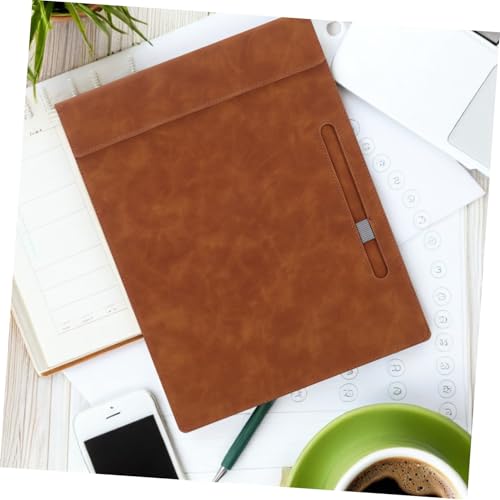 Uonlytech PU Schreibunterlage Klemmbrett mit Dokumentenfach Organizer Braun Vielseitiges Büro meeting board Langlebiges Pu material Praktisch und Flexibel für Effiziente Notizen und von Uonlytech