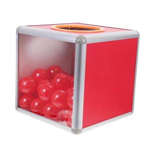 Uonlytech Raffle Box aus Aluminiumlegierung Klare Ziehbox für Spenden und Abstimmungen Multifunktionale Spendenbox mit Roten Bällen für Partys und Veranstaltungen von Uonlytech