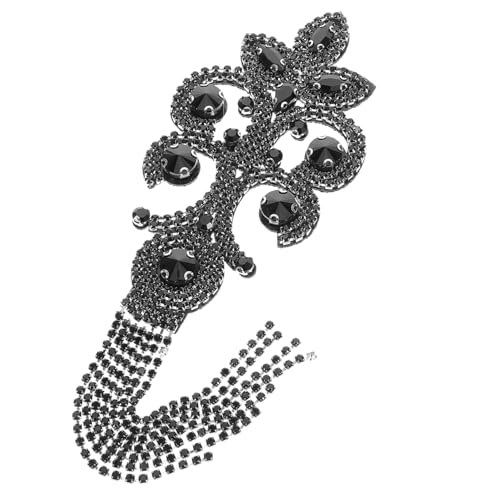 Uonlytech Retro dekorative Schulterstempel Strass-Schulterkette Quaste Schulter Damen Accessoires Schulterklappen für Männer Schulteraufnäher für Jacken Kostümzubehör Strasssteine Black von Uonlytech