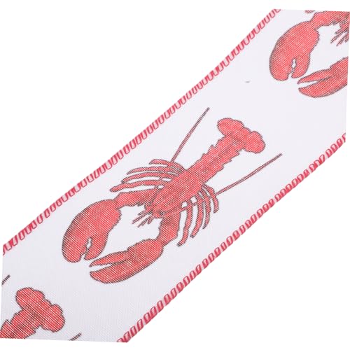 Uonlytech Rote Polyester Grosgrain Schleife mit Drahtkante Yards Krabben und Hummermuster Langlebiges Geschenkband für Partydekoration Basteln Schleifen und Geschenkverpackungen von Uonlytech