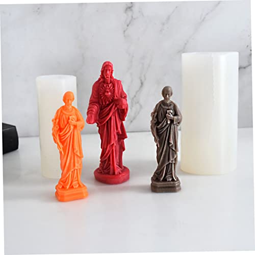 Uonlytech Silikon Kerzenform Jesus Statue DIY Form Hitzebeständig für Wachs Gips Epoxidharz Kerzenherstellung Langlebig Wiederverwendbar Kreative Dekoration von Uonlytech