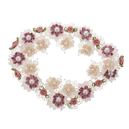 Uonlytech Spitzenblumen Hilfsmaterialien DIY Handwerk Spitzenblumen Spitzenstreifen Nähbandbesatz Zubehör Hohlblumen Spitzenstoff Blumenbrosche Spitzenapplikationsstoffe Polyester von Uonlytech