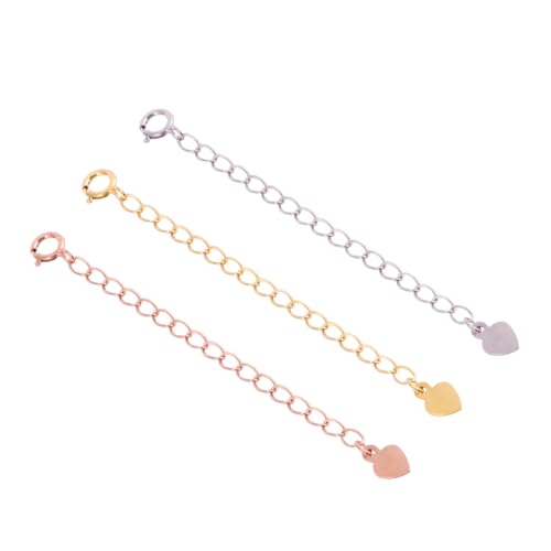 Uonlytech Sterling Silber Verlängerungskette Herz Design in Gold Silber und Roségold für Halskette Armband Schmuckzubehör Damenverlängerung von Uonlytech