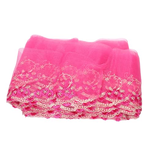 Uonlytech Stickerei Spitze Dünnes Spitzenband Spitzenapplikation Stoffband Spitzenbesatz Zum Nähen Spitzenbänder Zum Basteln Spitzenstoff Meterware Bandreste Polyester Rosy von Uonlytech