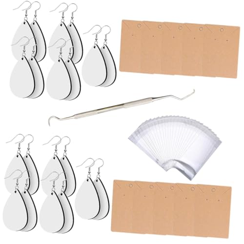 Uonlytech Sublimations Ohranhänger Teilig Leere Tropfenform Rohlinge DIY Schmuckmaterialien aus Langlebigem Material Leicht und Hautfreundlich für Personalisierte Geschenke von Uonlytech