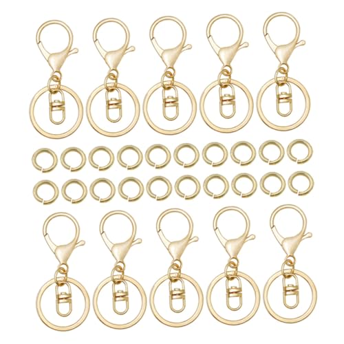 Uonlytech Teiliges DIY Schlüsselanhänger mit Drehbarer Lobster Karabiner aus Langlebiger Förmige Haken und Goldene Offene Ringe für Schlüsselbund und Bastelprojekte von Uonlytech