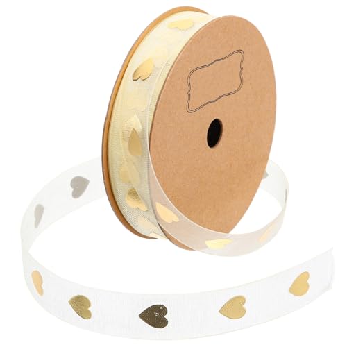 Uonlytech Valentinstag Geschenkband Herzmuster Dekoratives Band für Geschenkverpackung Hochzeit Blumensträuße DIY Basteln Langlebiges Hochwertiges und Deko Band von Uonlytech