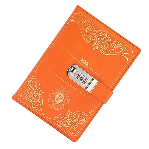Uonlytech Vintage PU Notizbuch mit Code Verschluss Retro Tagebuch Abschließbar Orange für Reisen Skizzen und Erinnerungen Perfektes für Freunde und Familie von Uonlytech