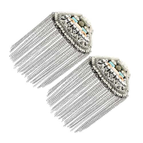 Uonlytech Vintage Schulter Epauletten mit Quasten Abnehmbare Kettenabzeichen Metallische Schulterpads für Anzüge und Kostüme Vielseitiges Retro Zubehör für Formelle und Bühnenoutfits von Uonlytech