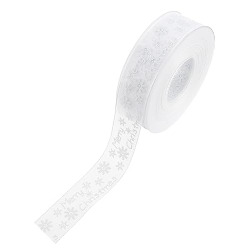 Uonlytech Weißes Schneeflocken Geschenkband Polyester Schleifenband für Weihnachtsdekoration Langlebig Vielseitig für DIY Bastelprojekte Festliche Verpackung und Partygestaltung von Uonlytech